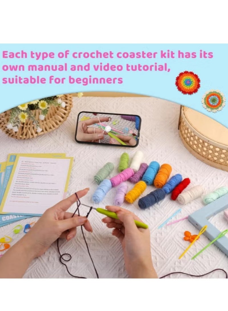 مجموعة الكروشيه للمبتدئين - مجموعات بدء تشغيل الكروشيه مع دروس فيديو خطوة بخطوة ، مجموعة الكروشيه للمبتدئين للأطفال محبي الكروشيه (كوستر) - Image 2
