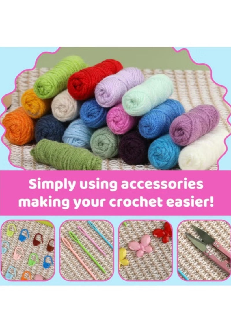 مجموعة الكروشيه للمبتدئين - مجموعات بدء تشغيل الكروشيه مع دروس فيديو خطوة بخطوة ، مجموعة الكروشيه للمبتدئين للأطفال محبي الكروشيه (كوستر) - Image 3