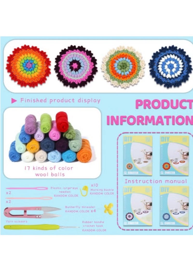 مجموعة الكروشيه للمبتدئين - مجموعات بدء تشغيل الكروشيه مع دروس فيديو خطوة بخطوة ، مجموعة الكروشيه للمبتدئين للأطفال محبي الكروشيه (كوستر) - Image 4