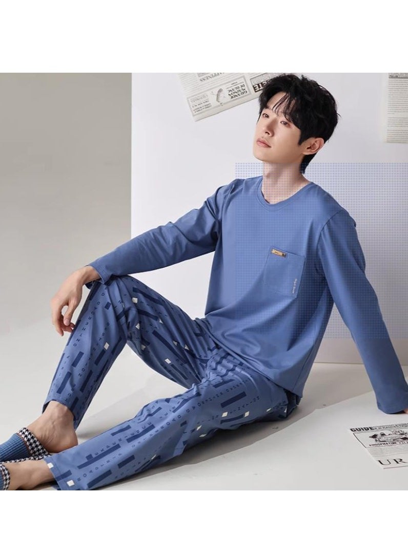 MIIOW - Breathing Pajamas-Men's Pajamas Made Of Pure Cotton, Loose And Comfortable, Long Sleeved Casual Home Suit Set - Image 1