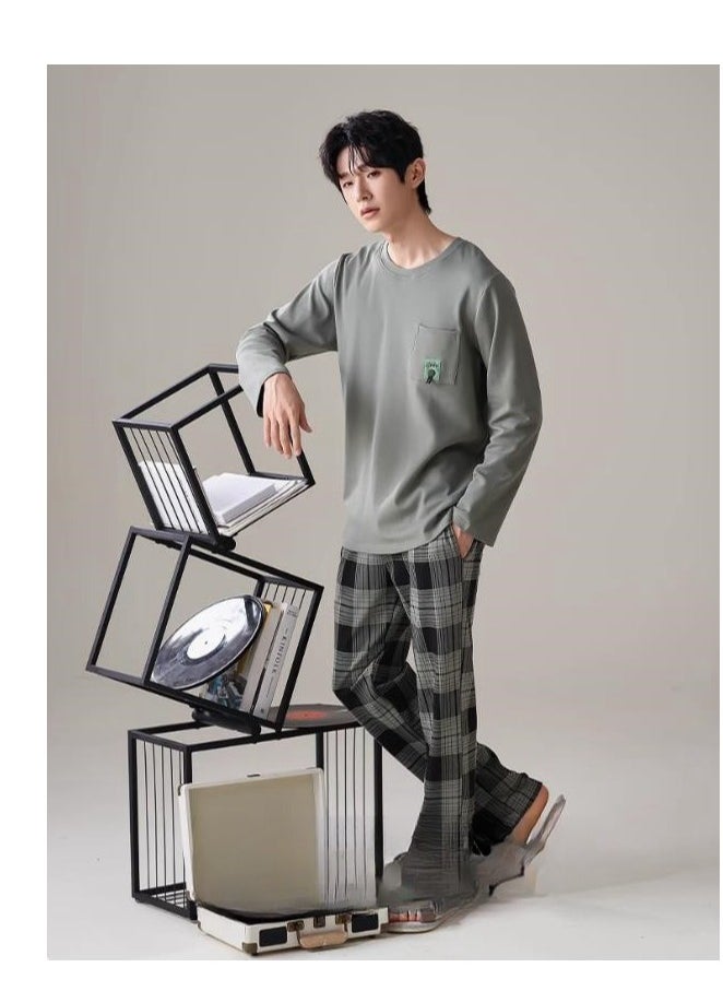 MIIOW - Breathing Pajamas-Men's Pajamas Made Of Pure Cotton, Loose And Comfortable, Long Sleeved Casual Home Suit Set - Image 1