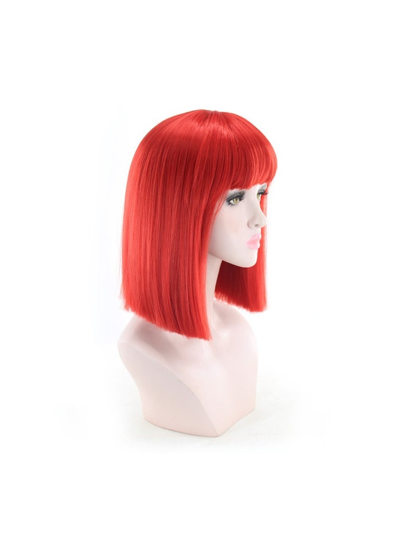 Estelle 14 Women Straight Bob Wig Women Wigs with Bangs Synthetic Party Wigs multicolor Red  - Image 3