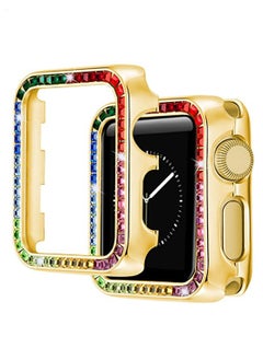 Y&D Compatible for Watch Case Suitable Iwatch 6 Generation 5/4/ 3/2/ 1 Protective 38 mm Color Diamond Gold Type Colorful Square IWatch Cover Frame with Women and Men  - Image 1
