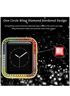 Y&D Compatible for Watch Case Suitable Iwatch 6 Generation 5/4/ 3/2/ 1 Protective 38 mm Color Diamond Gold Type Colorful Square IWatch Cover Frame with Women and Men  - Image 2