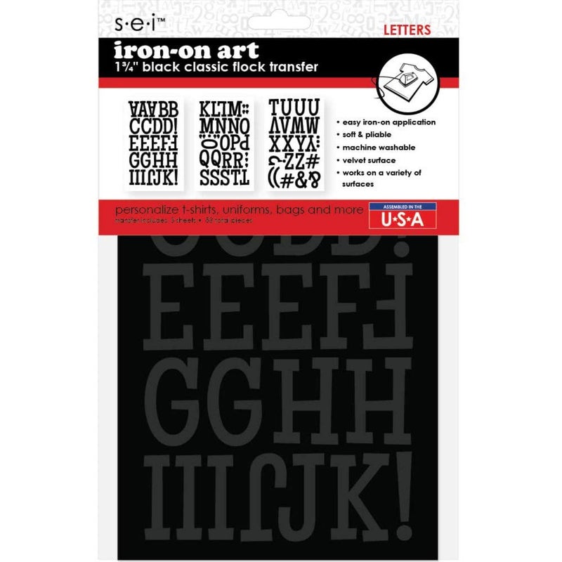SEI Classic Letters IronOn Transfer Letters 175 Black 3 Sheets