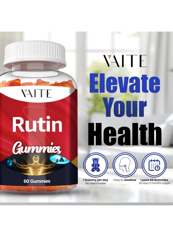 VAITE Rutin Supplement 500mg - Sophora Japonica Extract with Bioflavonoids - Antioxidant & Wellness Chewables for Daily Use - Plant-Based Flavonoid Complex - Supports General Well-Being - 60 Vegan Gummies - Image 4