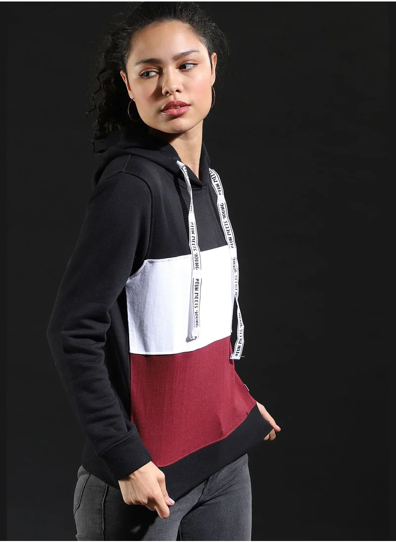 Campus Sutra Color block Sweatshirt