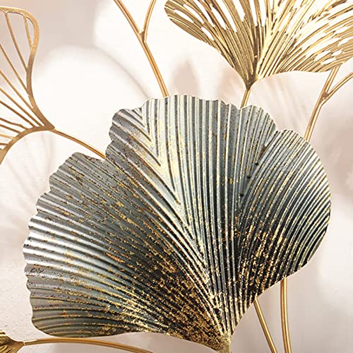 CDDUOLA 3D Room Wall Decor, Handmade Art Metal Round Golden Ginkgo Leaf Decorative Wall Sculpture for Home Living Room And Bedroom, 2 Pack - Image 5