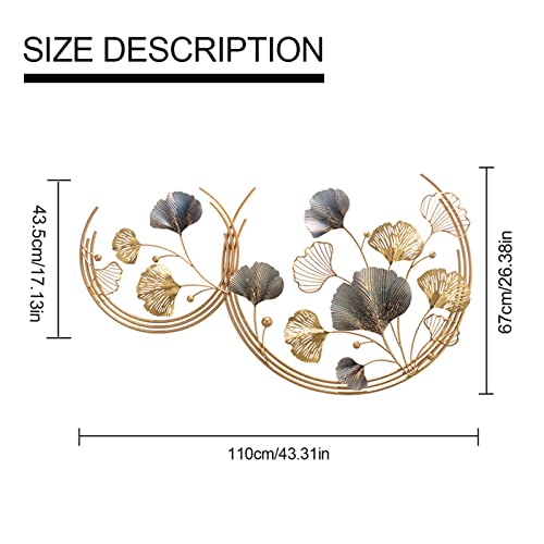CDDUOLA 3D Room Wall Decor, Handmade Art Metal Round Golden Ginkgo Leaf Decorative Wall Sculpture for Home Living Room And Bedroom, 2 Pack - Image 2