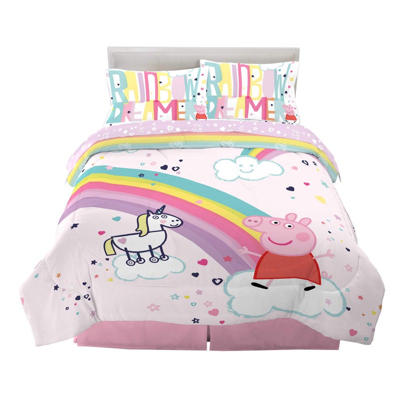 Franco Kids Bedding Super Soft Comforter and Sheet Set 5 Piece Full Size Peppa Pig