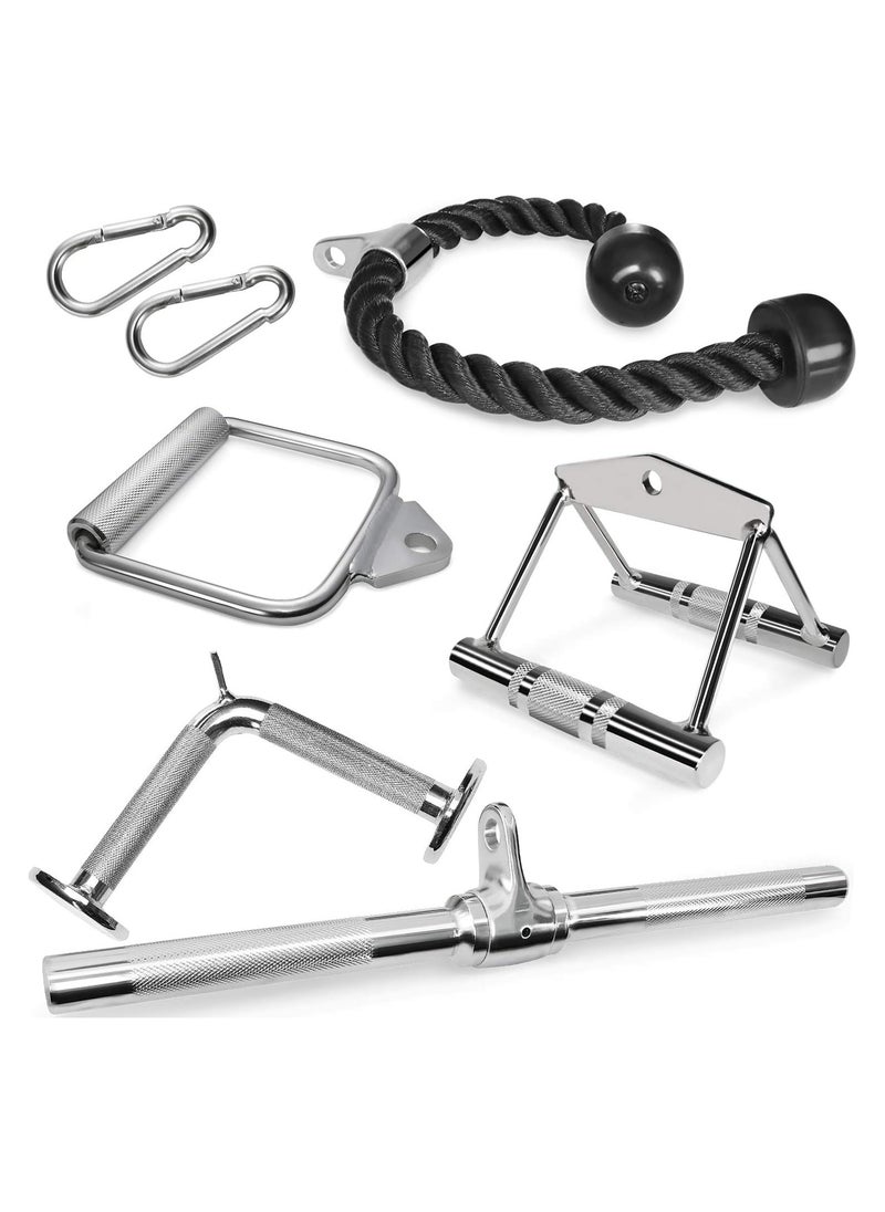 Generic - Combo LAT Pull Down Attachment - Cable Machine Accessories for Home Gym with Multi Option: V-Handle, Tricep Rope, D-Handle, V-Shaped Bar, Curl Bar and Rotating Bar - Image 1