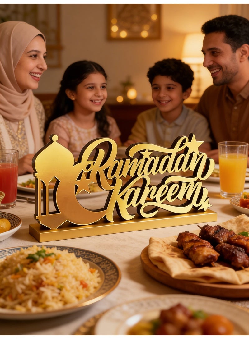 Yoawllty Ramadan Decorations for Home, Ramadan Table Sign, Ramadan Kareem Sign, Acrylic Wooden Table Sign, Ramadan Table Decoration for Eid Mubarak - Image 2