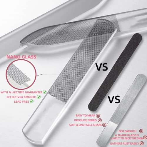 RedFlow Glass Nail File,Nail Buffer Set Contains 2 Nano Glass Nail Files and 1 Nano Glass Foot File,Professional Manicure Set,Nail Files for Natural Nails Removing Calluses - Image 2