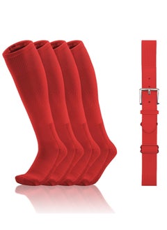 Baseball Socks And Belt Youth Softball Tee Ball Combo Set Elastic Belts Anti-slip Football Breathable Athletic Rugby Hockey 2 Pairs of 1 Belt
