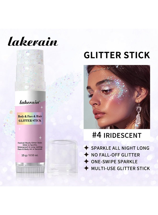 lakerain Body & Face & Hair Glitter Stick, Body Glitter Stick, Face Hair Glitter,Festival Concert Rave Outfit Accessories for Women,Mermaid Sequins Chunky Glitter Makeup 04 Iridescent - Image 2