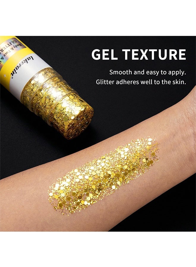 lakerain Body & Face & Hair Glitter Stick, Body Glitter Stick, Face Hair Glitter,Festival Concert Rave Outfit Accessories for Women,Mermaid Sequins Chunky Glitter Makeup 04 Iridescent - Image 3