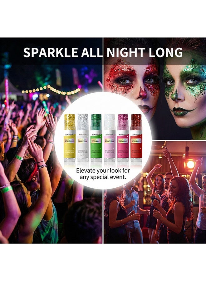 lakerain Body & Face & Hair Glitter Stick, Body Glitter Stick, Face Hair Glitter,Festival Concert Rave Outfit Accessories for Women,Mermaid Sequins Chunky Glitter Makeup 04 Iridescent - Image 4
