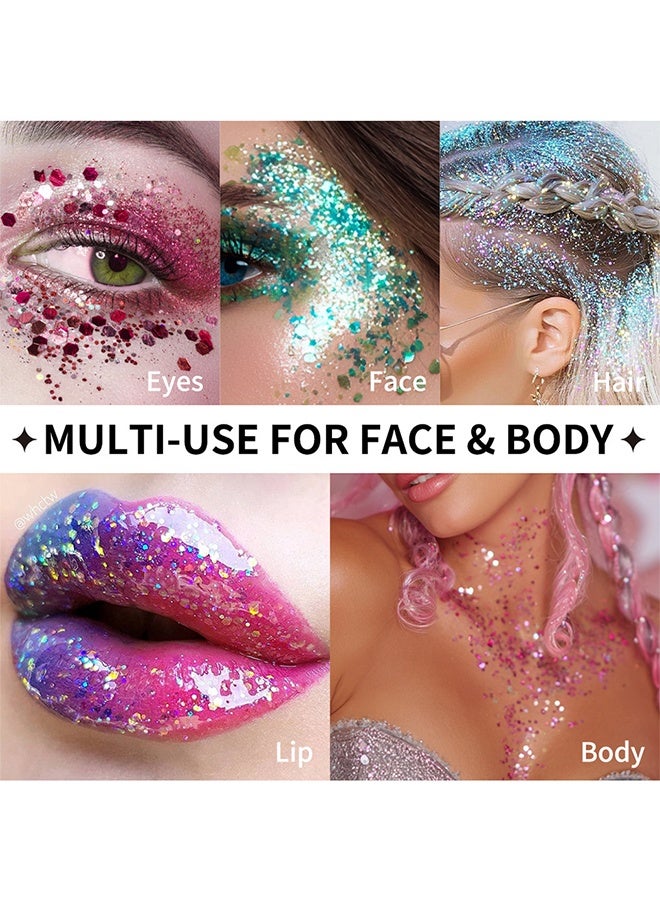 lakerain Body & Face & Hair Glitter Stick, Body Glitter Stick, Face Hair Glitter,Festival Concert Rave Outfit Accessories for Women,Mermaid Sequins Chunky Glitter Makeup 04 Iridescent - Image 5