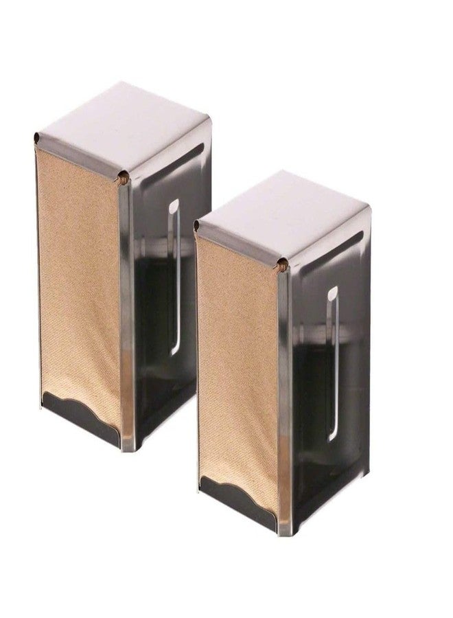 TrueCraftware- Set of 2 Stainless Steel Napkin Dispenser Dual Side Tall Fold with Polished Finish 3-3/4" x 4-1/2" x 7-1/2"- Table Top Napkin Dispenser for Kitchen Dining Table - Image 1