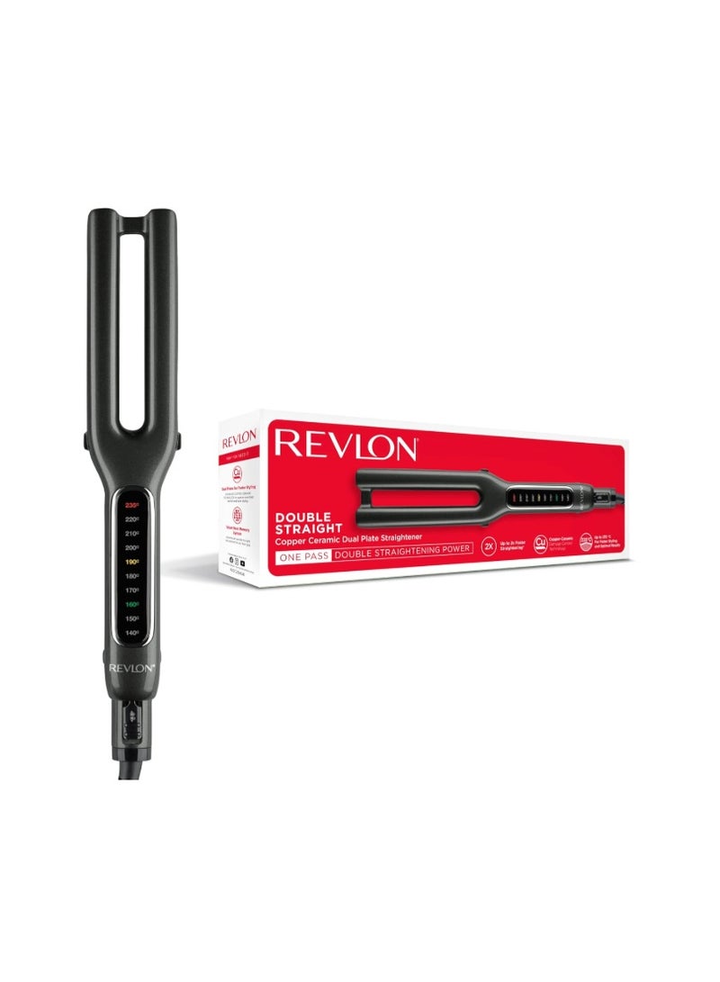 Revlon Double Straight Straightener (Dual Plate Design, Advanced Copper Ceramic Technology, LED Display, Smart Heat Memory System, 10 Heat Settings up to 235°C) RVST2204UK, Black - Image 1