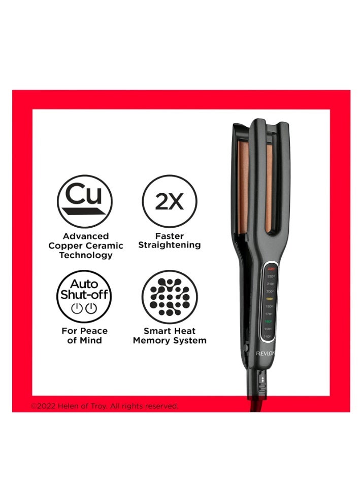 Revlon Double Straight Straightener (Dual Plate Design, Advanced Copper Ceramic Technology, LED Display, Smart Heat Memory System, 10 Heat Settings up to 235°C) RVST2204UK, Black - Image 3