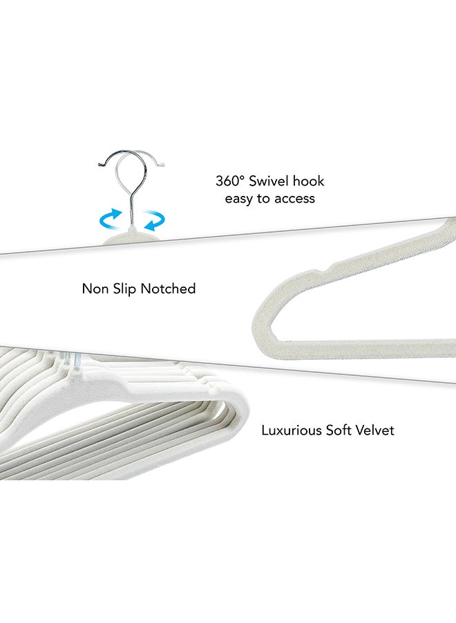 Noon East 20 Piece Kid Velvet Hangers - Nursery Clothes Hangers Non Slip Toddler Hangers, 360 Degree Swivel Hook, White 16.99x28cm - Image 3