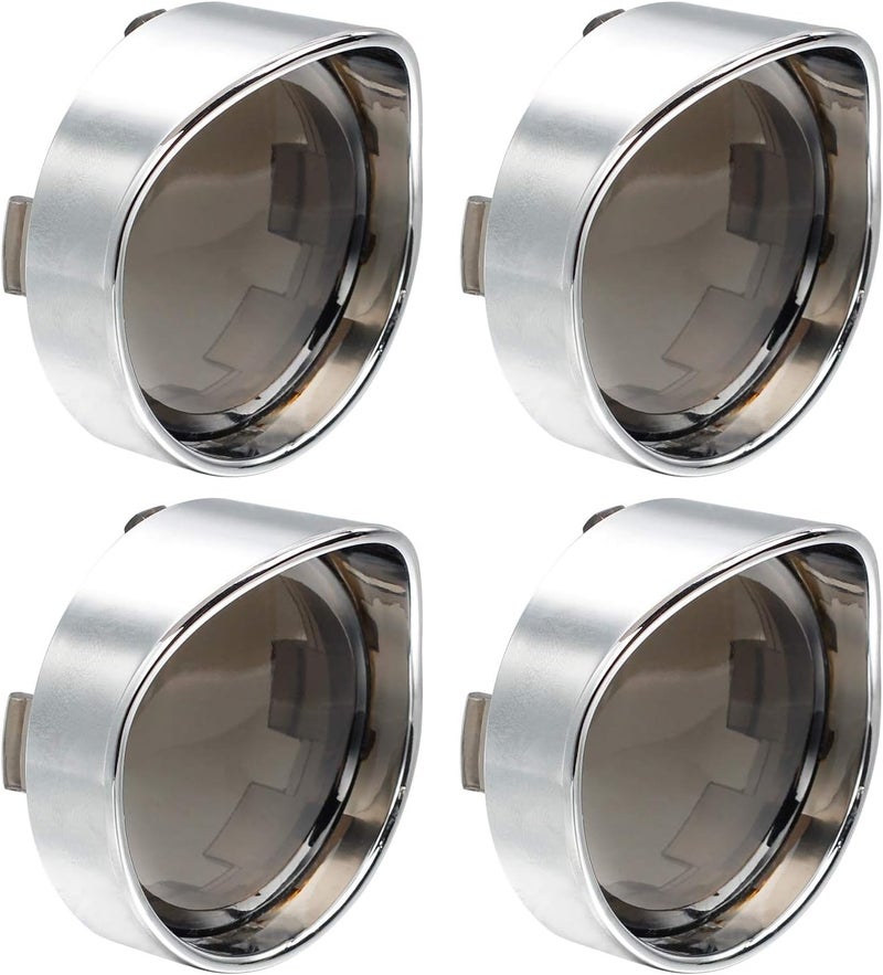 NTHREEAUTO 2 Inch Bullet Smoked Turn Signal Light Lens Cover with Chrome Visor Bezels Compatible with Harley Dyna Street Glide Road King - Image 1