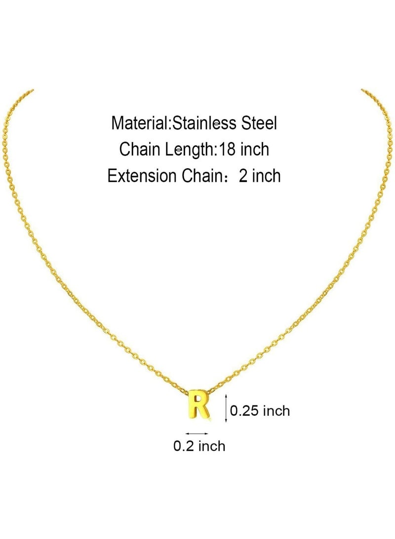 Julia Store Dainty Initial Necklaces for Women 18K Gold Plated Stainless Steel Trendy Letter Necklace Personalized Initial Love Pendant Necklace Tiny Letter Name Necklaces Gift for Teen Girls - Letter (R) - Image 2