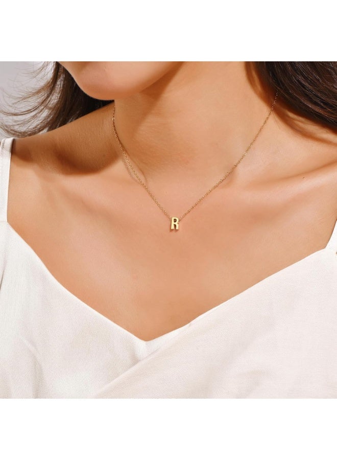 Julia Store Dainty Initial Necklaces for Women 18K Gold Plated Stainless Steel Trendy Letter Necklace Personalized Initial Love Pendant Necklace Tiny Letter Name Necklaces Gift for Teen Girls - Letter (R) - Image 3
