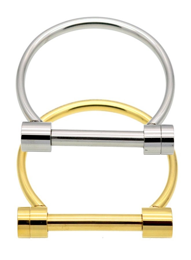 ALoveSoul 2 Pcs Screw Bracelet Stainless Steel Bar Cuff Bangle Set(Silver,Gold) - Image 1