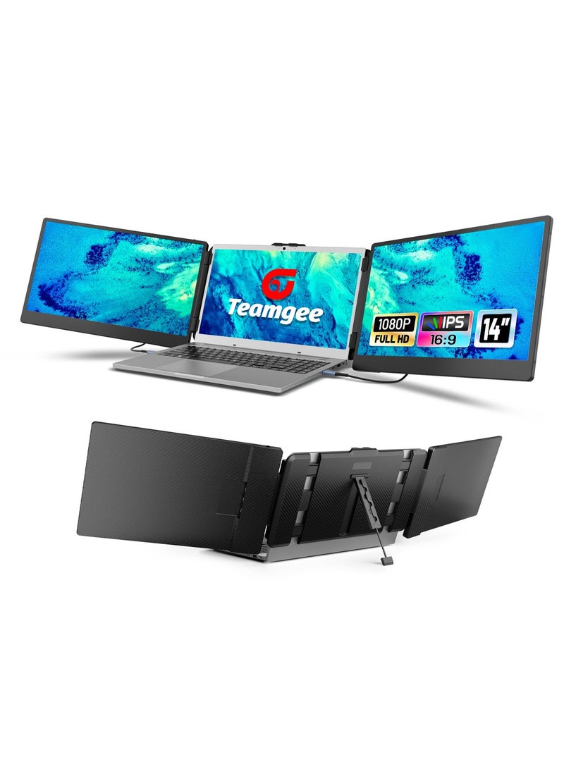 Teamgee 14" FHD 1080P Portable Laptop Screen Extender, USB‑C & HDMI Plug & Play, Compatible with 13‑17.3" Laptops Windows Mac Android Switch PS5 & Teamgee 14" FHD 1080P IPS Triple Laptop Screen Extender, Adjustable Stand & Built-in Speakers, HDMI USB‑A Type‑C Plug & Play, Compatible with 13‑17" Laptops Mac Windows Android Dex Bundle - Image 3