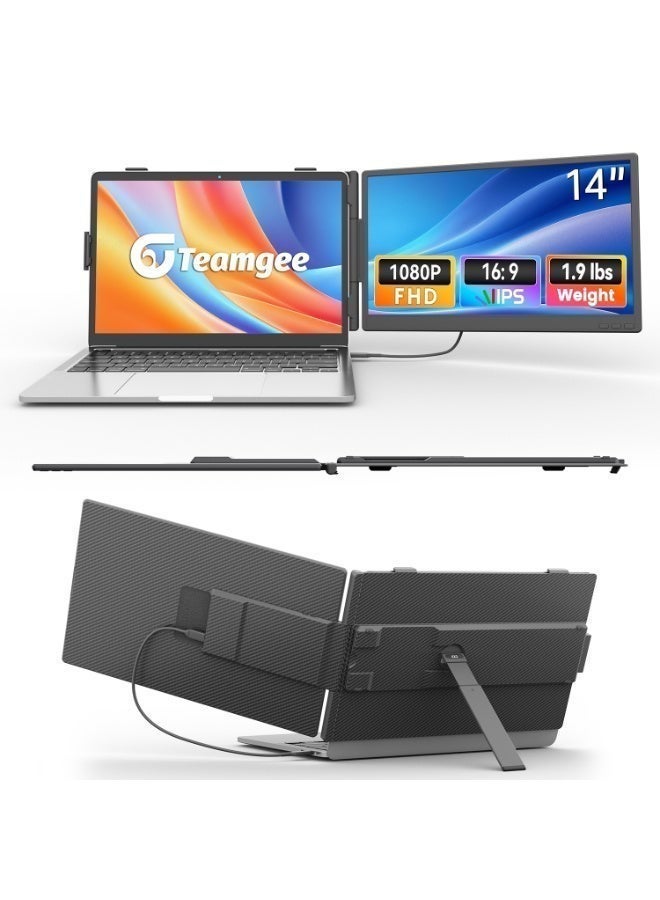 Teamgee 14" FHD 1080P Portable Laptop Screen Extender, USB‑C & HDMI Plug & Play, Compatible with 13‑17.3" Laptops Windows Mac Android Switch PS5 & Teamgee 14" FHD 1080P IPS Triple Laptop Screen Extender, Adjustable Stand & Built-in Speakers, HDMI USB‑A Type‑C Plug & Play, Compatible with 13‑17" Laptops Mac Windows Android Dex Bundle - Image 2