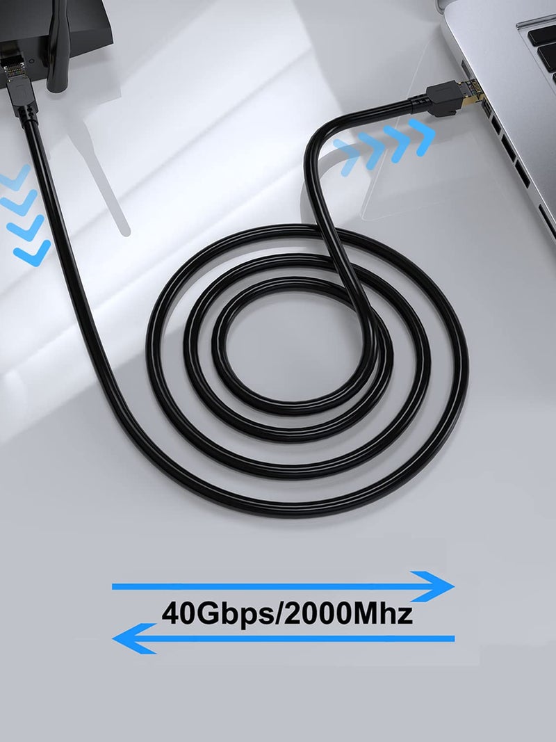 Dacrown Cat 8 Ethernet Cable 10 ft Shielded, Indoor&Outdoor, Heavy Duty High Speed Direct Burial 26AWG Network Wire, 40Gbps 2000Mhz SFTP Patch Cord, in Wall&Weatherproof RJ45 Cable for Router/Modem - Image 5