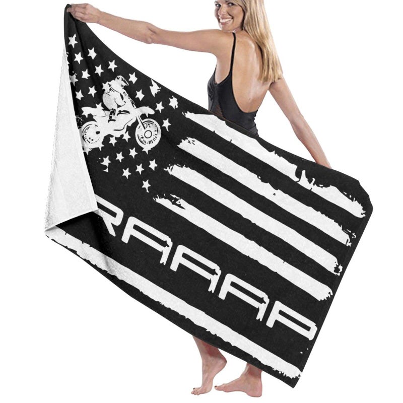 Dingtaifeng Braaap Motocross Dirt Bike American Flag Beach Towel Quick Dry Shower Swim Adults Bath Towels Hotel Gym and Spa Multipurpose Towels 32x52 Inch