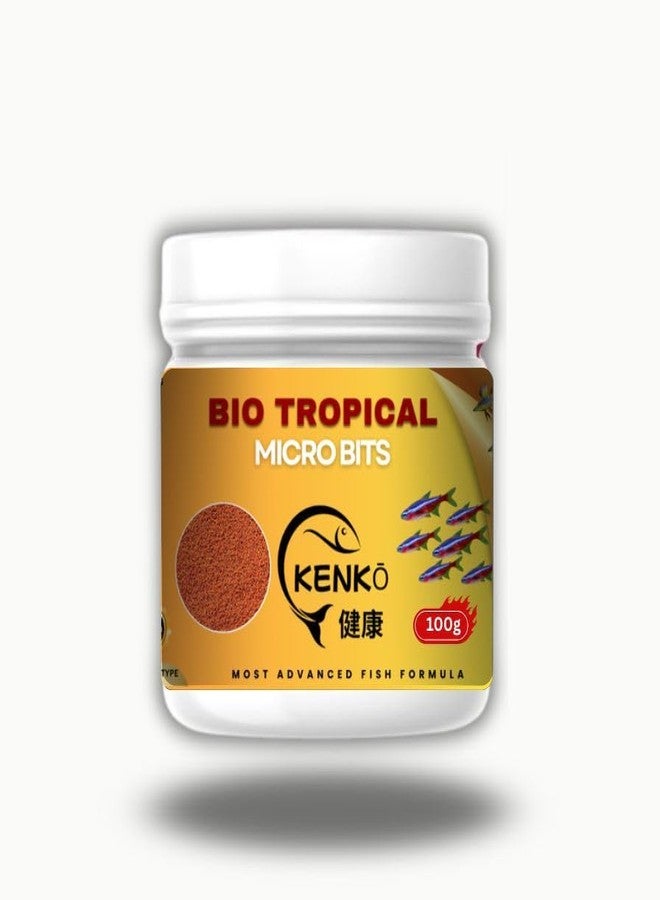 كينكو طعام أسماك كينكو بيو تروبيكال مايكرو بيتس - 100 غرام، تركيبة متطورة من الحبيبات الدقيقة لأسماك التترا، والجوبي، والراسبورا، والأسماك الاستوائية الصغيرة | حبيبات غنية بالبروتين، بطيئة الغرق للتغذية اليومية، وألوان زاهية - Image 1