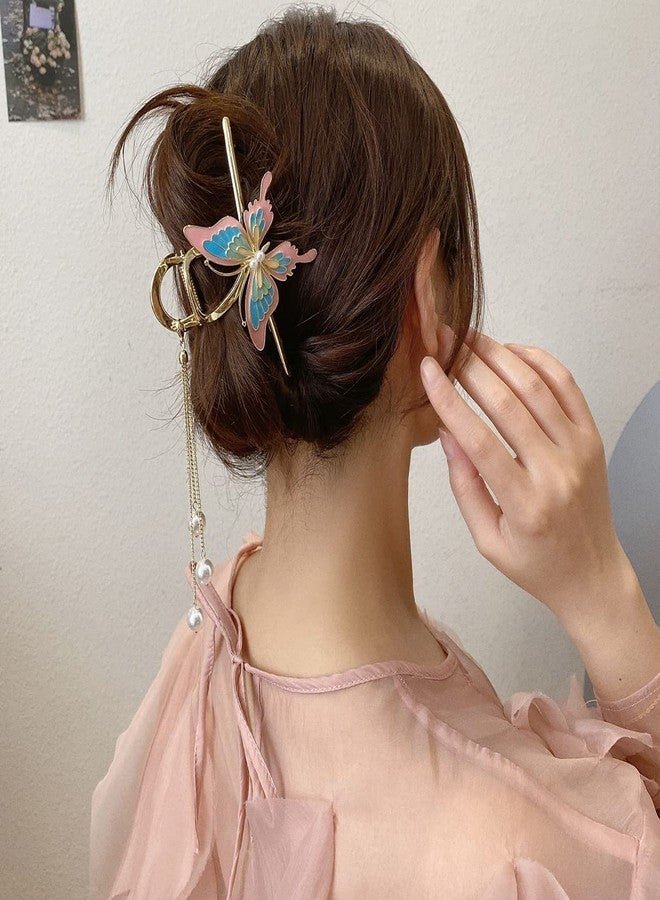 Evolluxi® Claw Clip Metal Lily Big Hair Clips Large Non-Slip Hair Accessories Gold Cute Green Floral Hair Claw Clip Thick Long Hair Jaw Clips Hair Accessories for Women (QUEEN, (Q) PINK) - Image 4