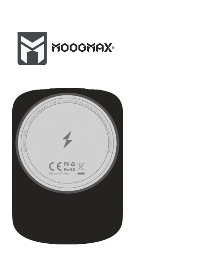 MOOG MAX 10W MAGNETIC MINI WIRELESS POWER BANKPORTABLE FAST WIRELESS CHARGER, BATTERY 5000 MAH Black - Image 2