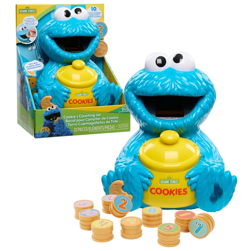 Just Play Sesame Street Cookie's Counting Jar, 12-Pieces, 20+ Phrases and Sounds, Learning and Education, Kids Toys for Ages 2 Up by Just Play - Image 1