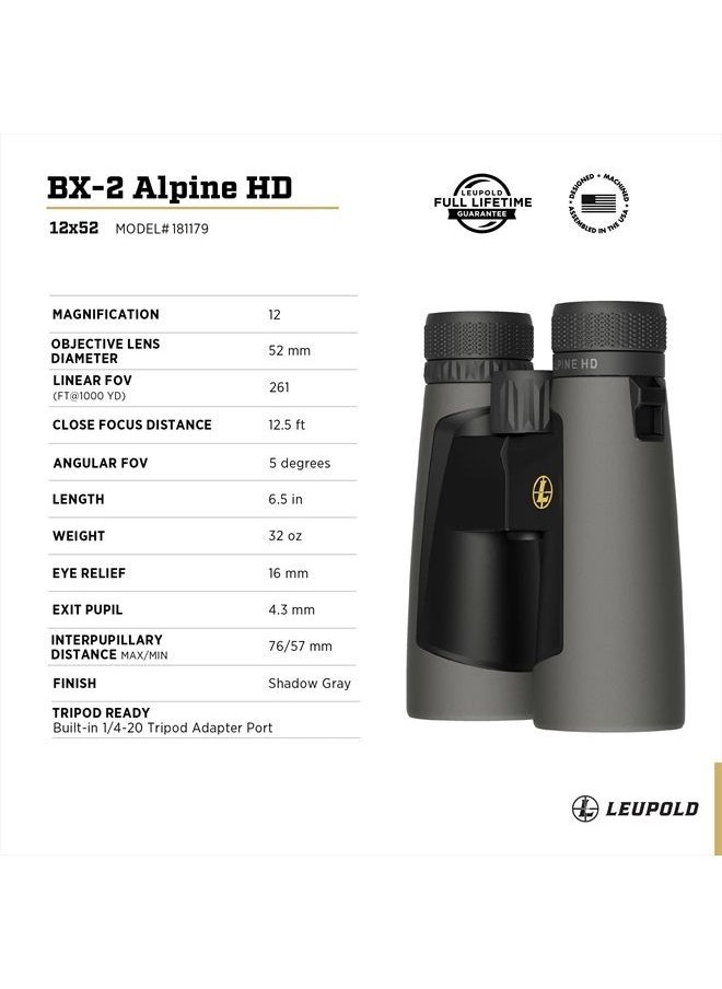 Leupold - BX-2 Alpine HD Binoculars, 12x52mm (181179) - Image 1
