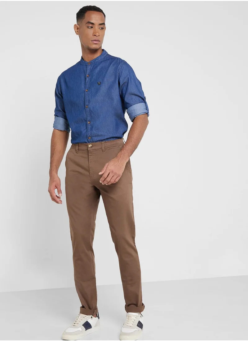 توماس سكوت Thomas Scott Men Mid-Rise Classic Slim Fit Trousers