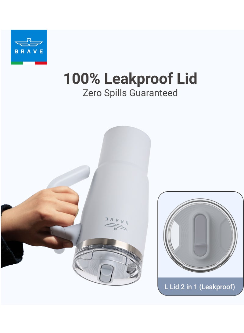 بريف تمب غارد تمبلر 950ml - 18/8 ستانلس ستيل ترافل مج، ثيرمل كوفي كب، 2-in-1 ليك بروف ليد وذ سترو & روتيتنغ هاندل، إنسوليتد هوت & كولد بيفرج مج، كار كب هولدر كومباتبل، ديوربل ريوزبل كوفي ترافل مج (انتيك لايلك غراي) - Image 4