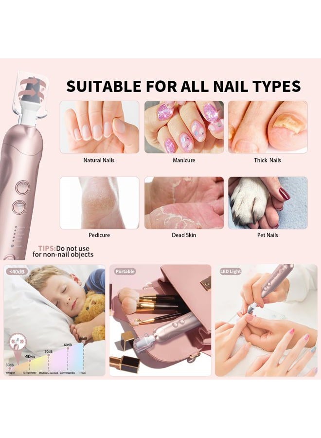 Hoxida Professional Manicure Pedicure Kit with Case, Cordless Electric Nail File Set, Rechargeable Pedicure Tools for feet, 5 Speeds Hand Foot Care Nail Drill for Thick Nail Toenail Cuticle Women Men Pets - Image 5