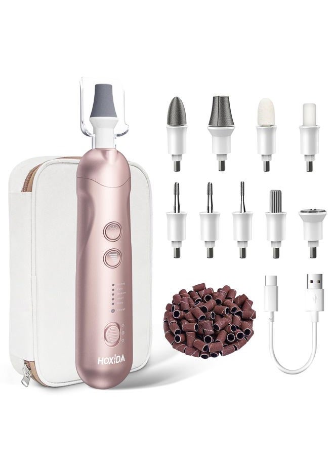Hoxida Professional Manicure Pedicure Kit with Case, Cordless Electric Nail File Set, Rechargeable Pedicure Tools for feet, 5 Speeds Hand Foot Care Nail Drill for Thick Nail Toenail Cuticle Women Men Pets - Image 1