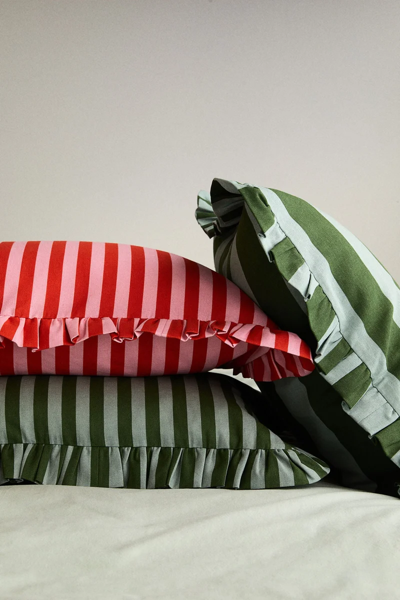 H&M Frill-Trimmed Cotton Cushion Cover