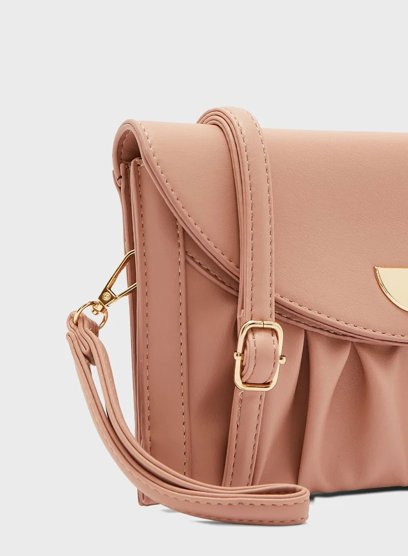 ELLA Rouched Clutch Bag with Clasp