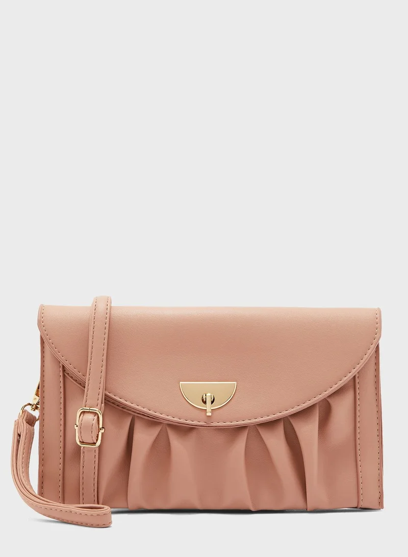 ELLA Rouched Clutch Bag with Clasp