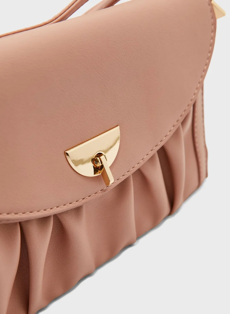 ELLA Rouched Clutch Bag with Clasp