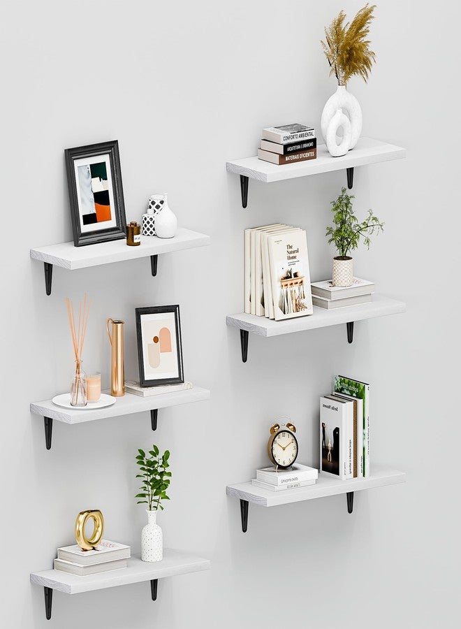 SKYSEN Floating Shelves for Wall Set of 6, 15.7in Wood Wall Shelf for Decor, Bathroom, Bedroom, Storage, Book,Kitchen, Living Room - White(fs-40-w) - Image 1