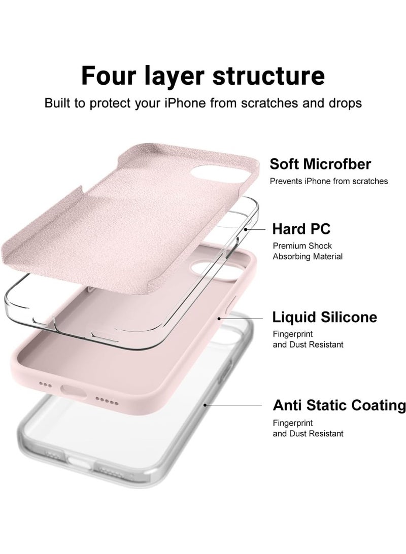 Compatible with iPhone 16e Case 6.1"(2025), Liquid Silicone 3 Layers Full Covered Soft Gel Rubber Phone Case,Shockproof Protective Cover with Anti-Scratch Microfiber Lining-(Sand Pink) - Image 2