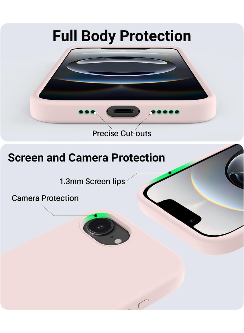Compatible with iPhone 16e Case 6.1"(2025), Liquid Silicone 3 Layers Full Covered Soft Gel Rubber Phone Case,Shockproof Protective Cover with Anti-Scratch Microfiber Lining-(Sand Pink) - Image 3